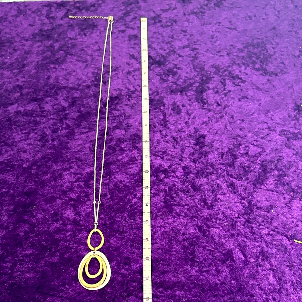 Gold-Silver Tone Layered Oval Pendant Necklace - Women Jewelry